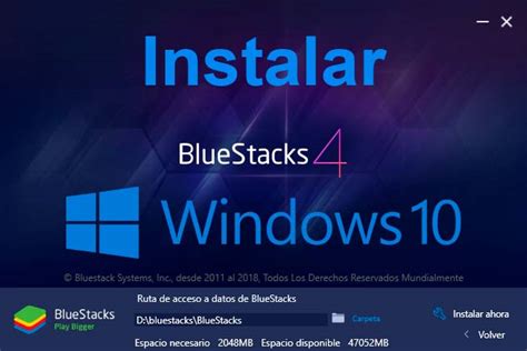 bajar bluestacks para windows 10.